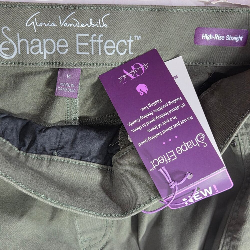 NWT Gloria Vanderbilt Women's Shape Effect Pull-On Straight-Leg Jeans - Olive - Picture 5 of 8